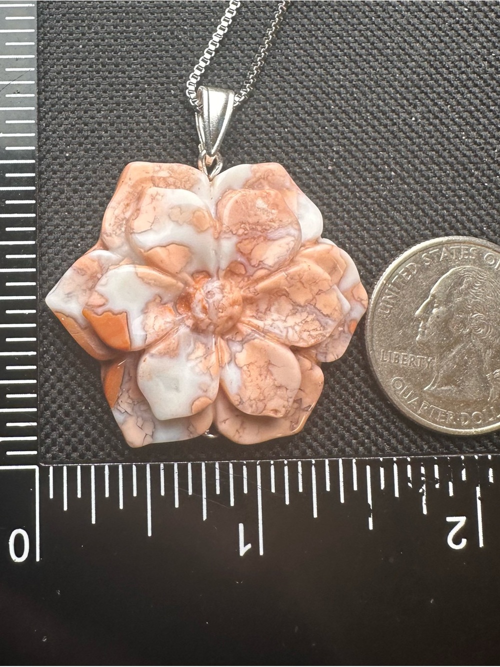 RESERVED FOR CG Petal Agate Flower Pendant Necklace on Chain - Picture 11 of 16